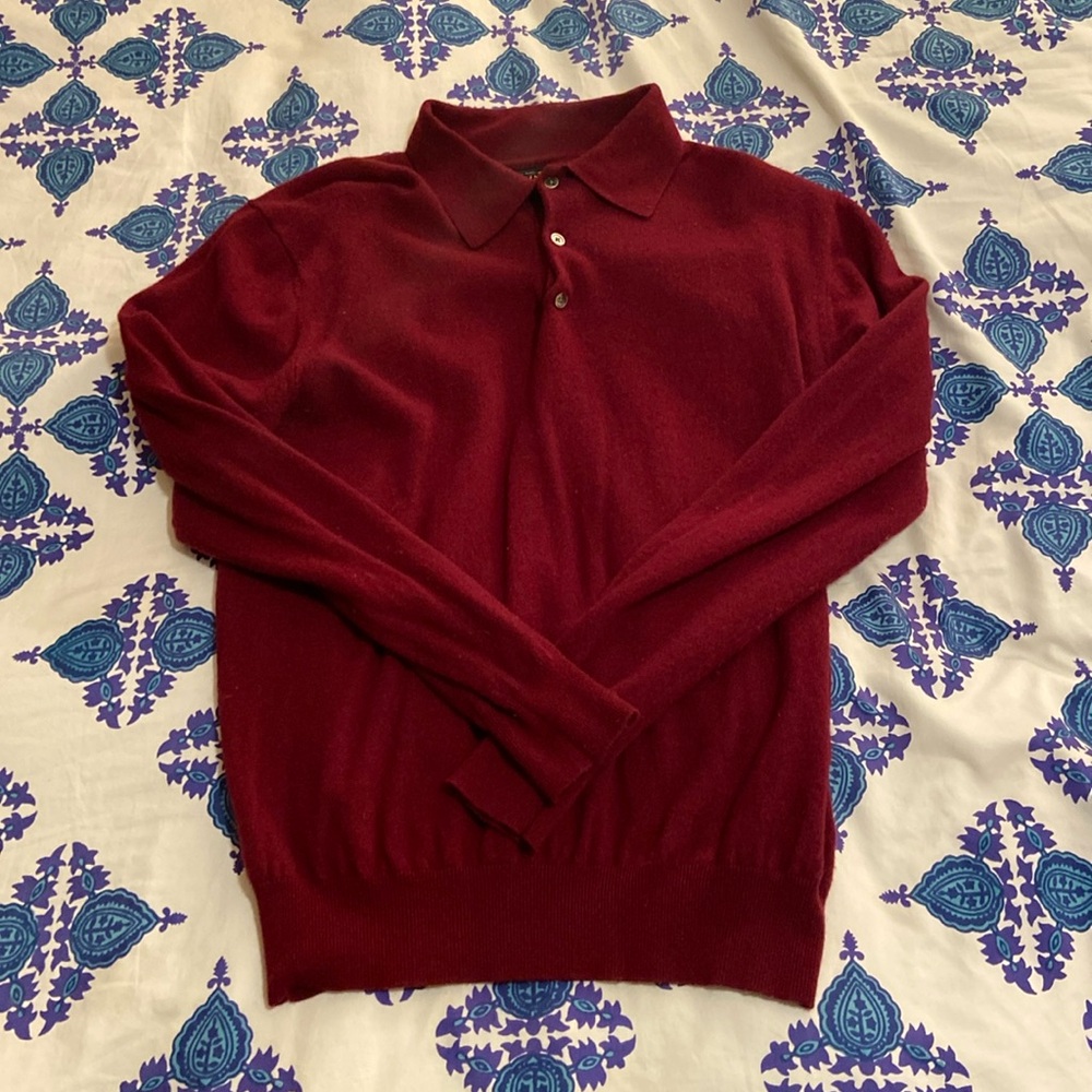Beams+ maroon polo sweater in medium